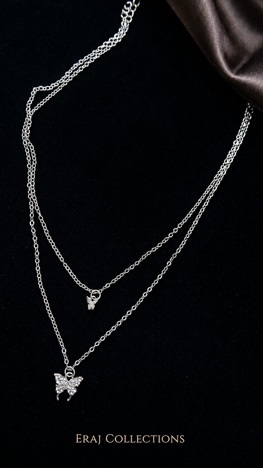 Trendy Double Layer Silver Butterfly Pendant Necklace