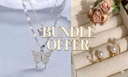 2-Piece Luxury Korean Jewelry Set (Butterfly Necklace + Tulip Earrings)